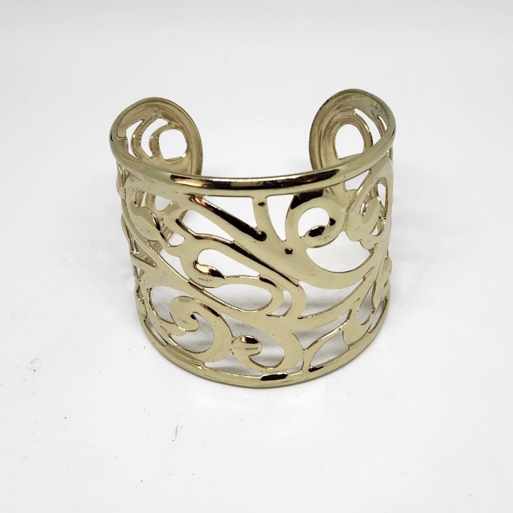 Gold Plated Floral Cuff Bracelet